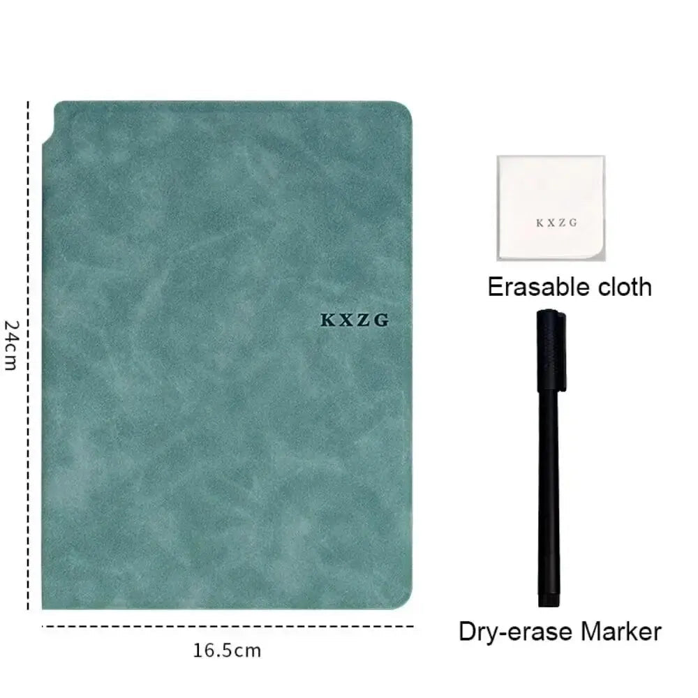 1 Pcs Reusable Whiteboard Notebook Set With Whiteboard Pen Erasing Cloth Leather Memo Pad Weekly Planner Portable Stylish Office ALPENZO
