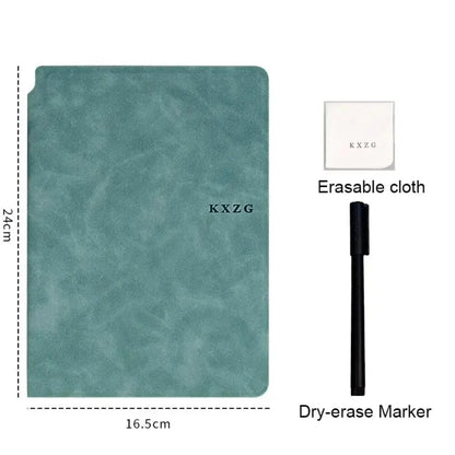 1 Pcs Reusable Whiteboard Notebook Set With Whiteboard Pen Erasing Cloth Leather Memo Pad Weekly Planner Portable Stylish Office ALPENZO