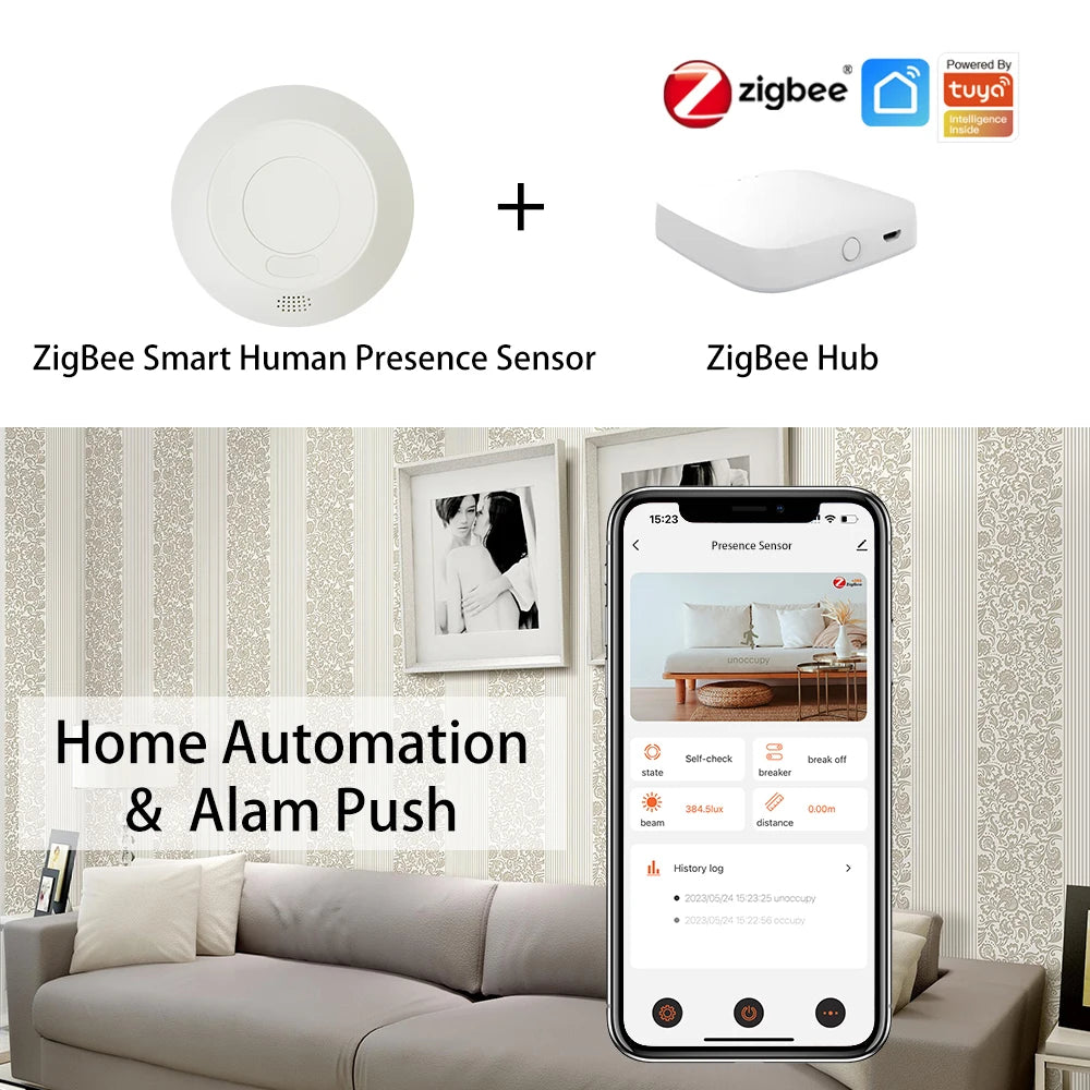 ZigBee 24G MmWave Radar Human Body Presence Motion Sensor For Light Switch Luminosity Detection 110/220V Tuya Smart Life Home - ALPENZO