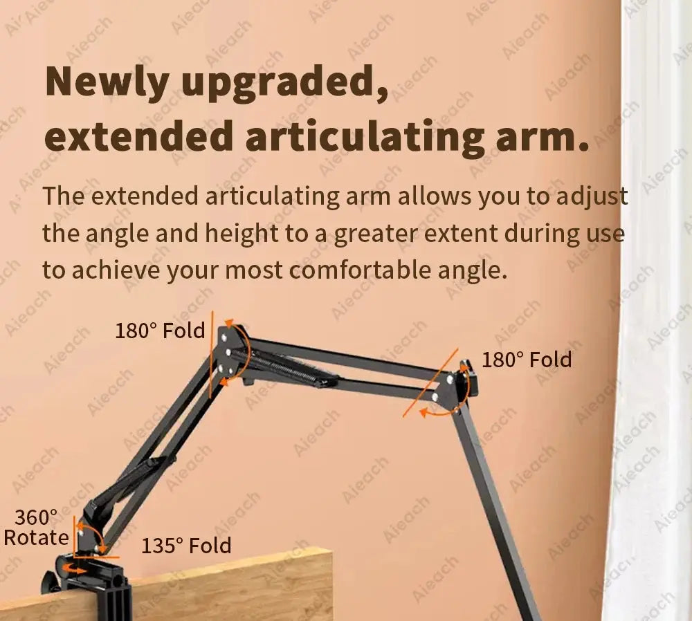 Tablet Holder for Bed with Long Metal Arm iPad Stand Tablet Bracket 360° Rotating Bed Phone Mount for 4.5~12.9 inch Phone Tablet - ALPENZO