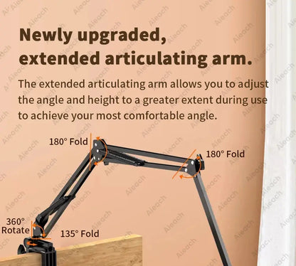 Tablet Holder for Bed with Long Metal Arm iPad Stand Tablet Bracket 360° Rotating Bed Phone Mount for 4.5~12.9 inch Phone Tablet - ALPENZO