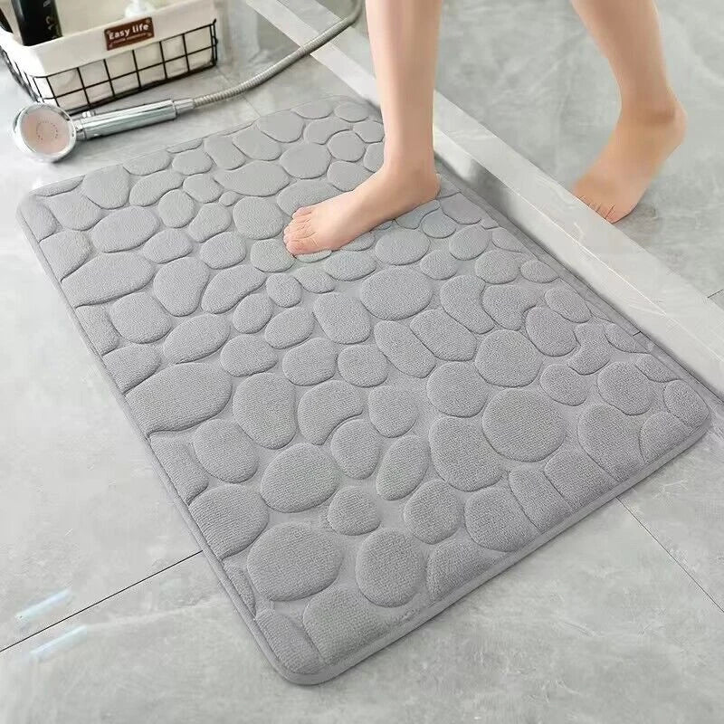 Mat Non Slip Carpets Cobblestone Embossed Bathroom Bath In Wash Basin Bathtub Side Floor Rug Shower Room Doormat Memory Foam - ALPENZO