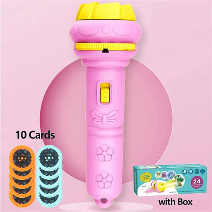 10 Cards Cartoon Projection Flashlight 80 Patterns Creative Children Flashlight Toy Projector Baby Toys Bedtime Story Book Toy ALPENZO