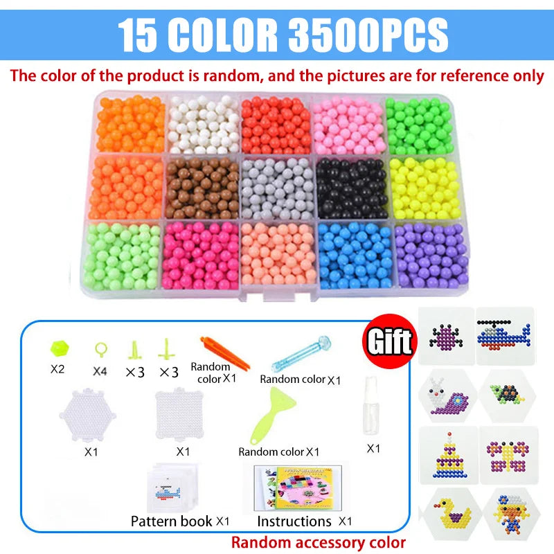Handmade Magic Water Fuse Beads Creative Beads DIY Art Crafts Toys Magic Water Sticky Beads Sensory Toys Set with Accessories ALPENZO