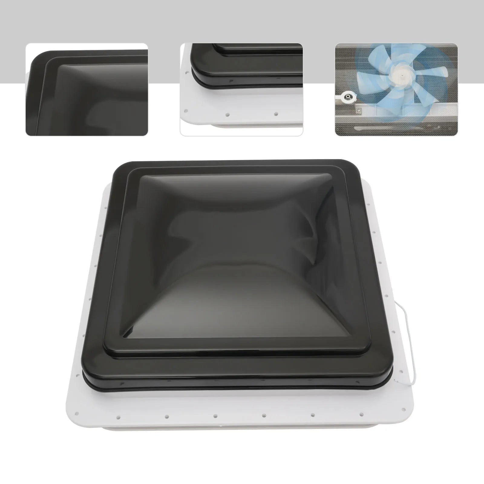 Roof Vent Fan Camper Van Motorhome RV Caravan Skylight Vent 42cmx42cm Dustproof - ALPENZO