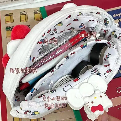Japanese Cat Pen Bag Cute Printed Cartoon Plush Student Pen Bag Simple And Fashionable Multi Functional Large Capacity Storage ALPENZO