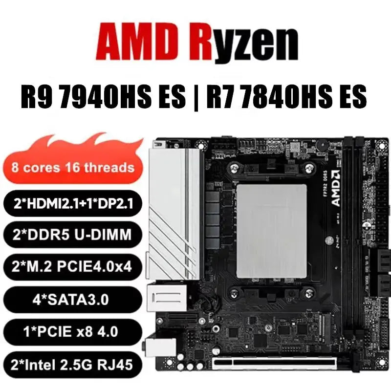Topton NAS Gaming Motherboard AMD Ryzen 9 7940HS ES 7840HS ES 2xNVMe 4xSATA PCIEx8 2xDDR5 2x2.5G LAN Firewall NAS ITX Mainboard - ALPENZO