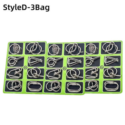 8Pcs/Set Metal Montessori Puzzle Wire IQ Mind Brain Teaser Puzzles Children Adults Interactive Game Reliever Educational Toys ALPENZO