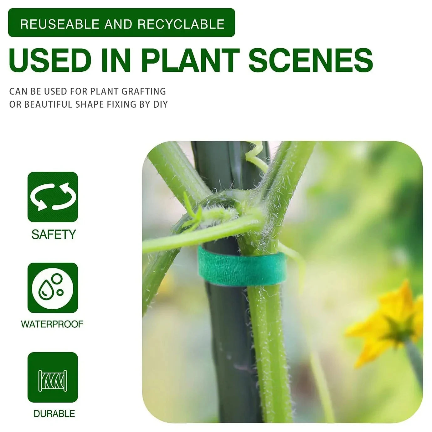 5M Nylon Plant Bandage Tie Reusable Plant Hook Loop Ties Green Fastener Tape Bamboo Cane Wrap Support Home Garden Accessories - ALPENZO