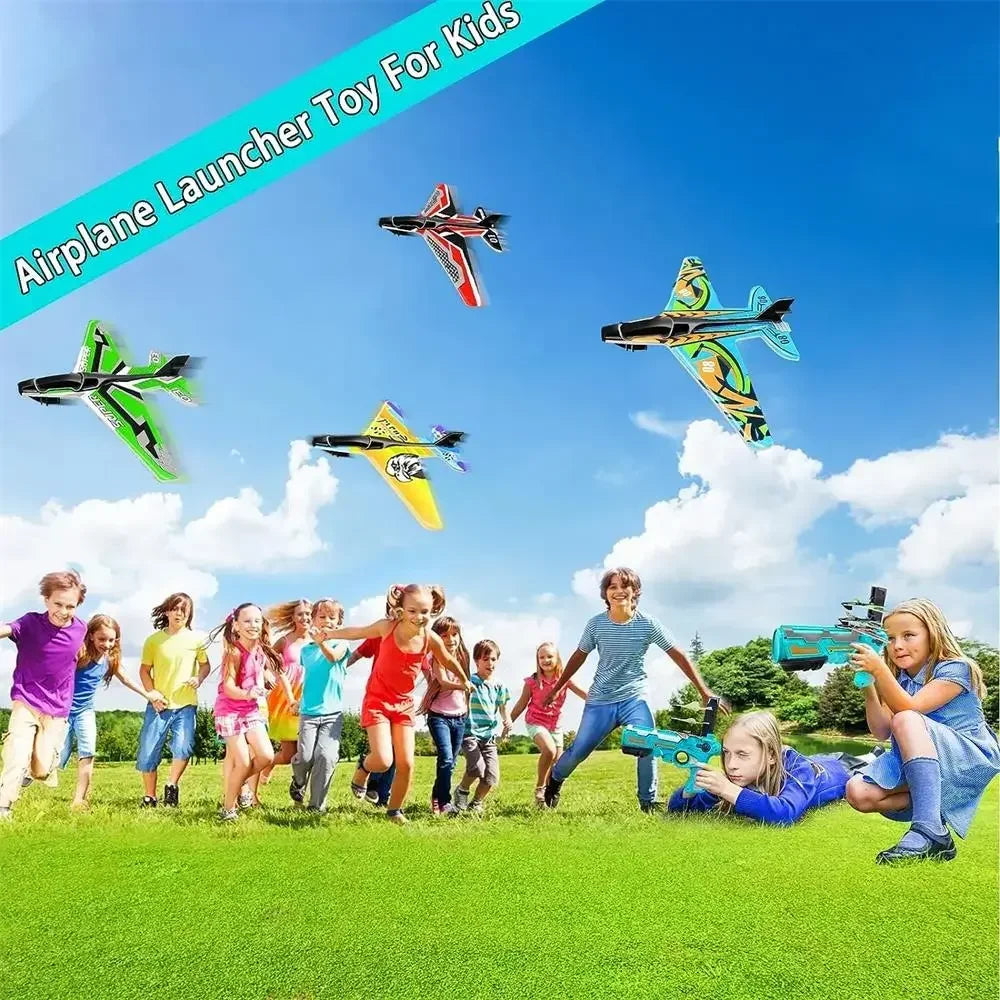Ejection Aircraft Shooting Game Outdoor Parent-child Sports Toy Boy Gifts Shooting Aircraft Set Plastic Airplane Toys for Kids ALPENZO