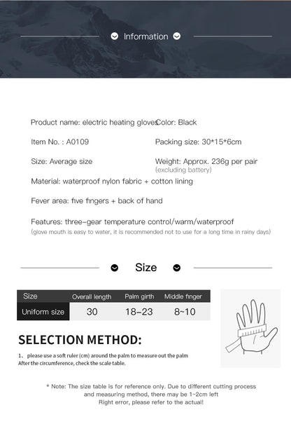 Electric Heated Gloves Motorcycle Winter Moto Heated Gloves Warm Waterproof Rechargeable Heating Thermal Gloves For Snowmobile ALPENZO
