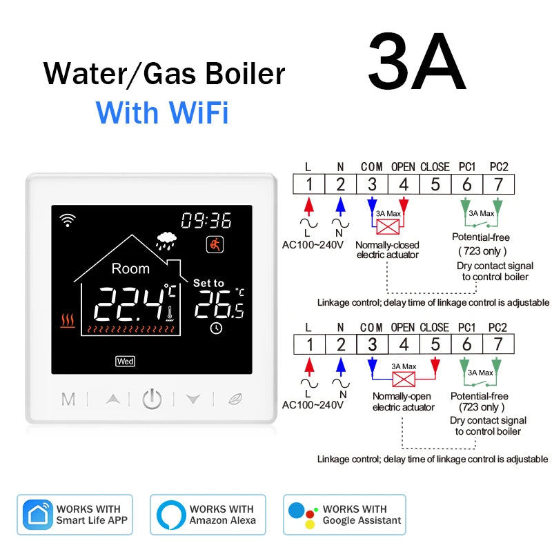 Tuya Smart Home Wifi Room Thermostat For Underfloor Heating Smart Thermostat for Gas Boiler 220V Temperature Controller Alexa - ALPENZO