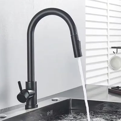 Hot and Cold Mixed Kitchen Faucet, Stainless Steel Faucet, Kitchen Sink Faucet, Pull-out Kitchen Faucet, Single Hole Faucet - ALPENZO