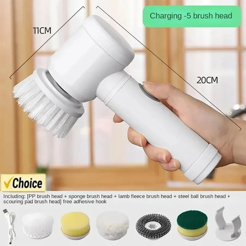 Electric Spin Scrubber,Bathroom Cleaning Brush Power Scrubber with 5 Replaceable Brush Heads, Electric Cleaning Brush ALPENZO
