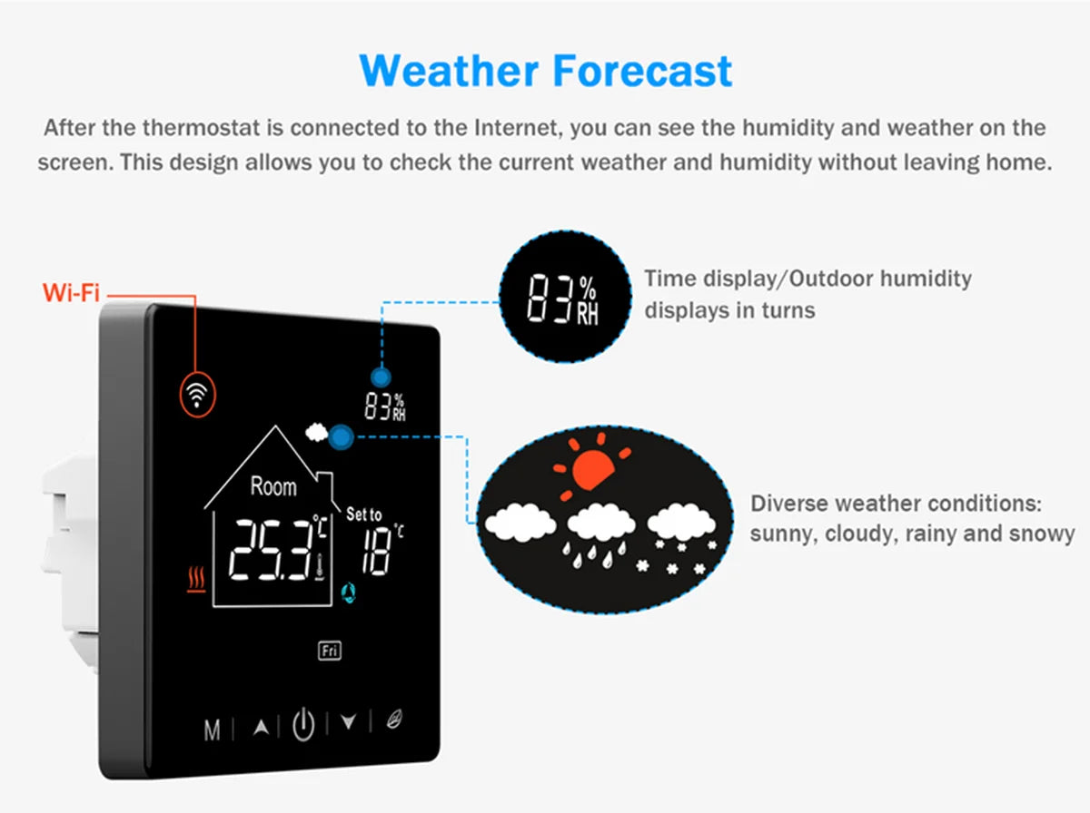 Tuya Smart Home Wifi Room Thermostat For Underfloor Heating Smart Thermostat for Gas Boiler 220V Temperature Controller Alexa - ALPENZO