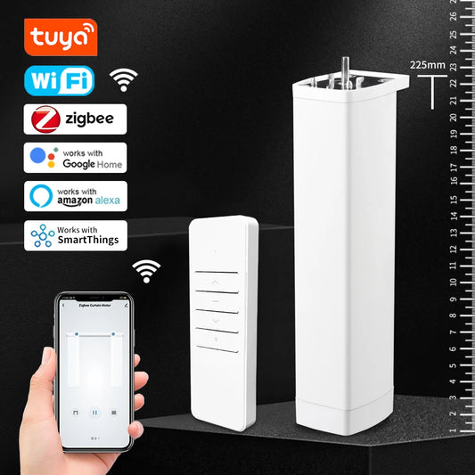 Smart Tuya Wifi/Zigbee Electric Curtain Shutter Motor with RF Remote 22.5CM Size APP Control Alexa Google Assistant SmartThings - ALPENZO