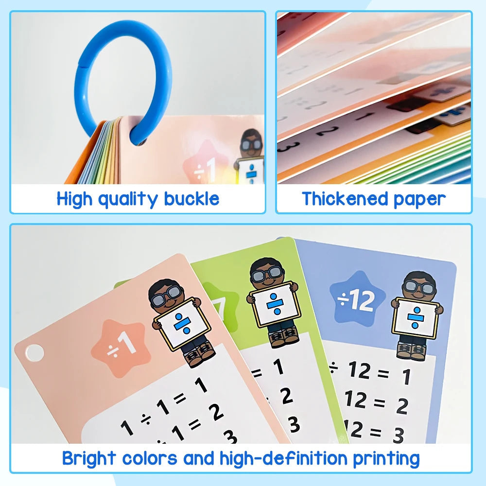 1-12 Maths Table Cards Self Check Math Learning Tool Montessori Mathematical Teaching Aids Add&Subtract or Multiply&Divide Set ALPENZO