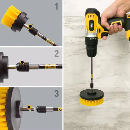 3pcs Drill Brush Attachment Set Power Scrubber Brush With Drill Scrub Brush For Cleaning Showers Tubs Bathroom Tile Grout Carpet