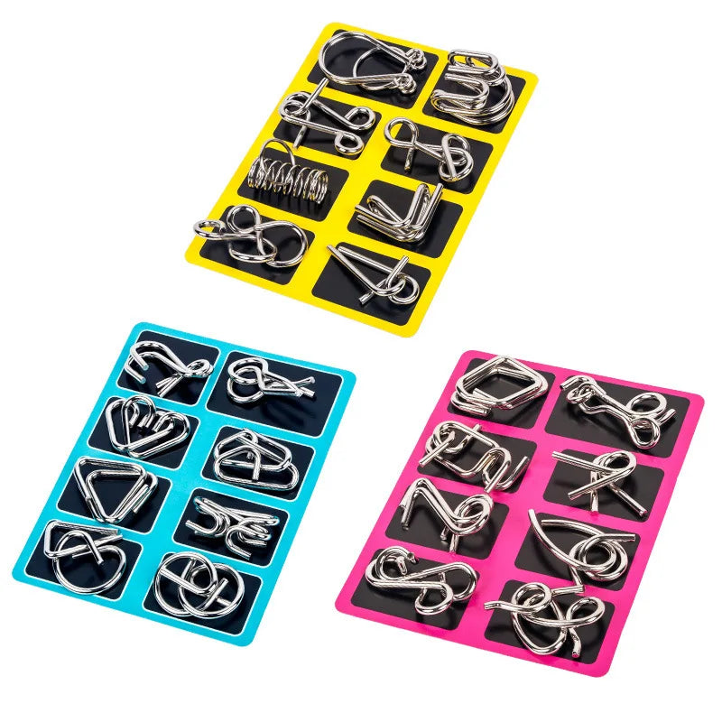 Nine link Metal Children's Puzzle Toy Adult Ieisure Stress Reducing Intelligence Buckle 8-piece Set With Detachable Buckle ALPENZO