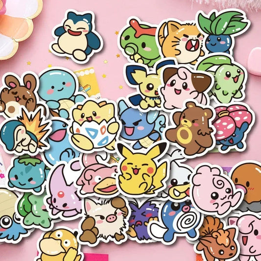 50PCS Kawaii Anime Pokemon Stickers Pikachu Decals DIY for Laptop Luggage Skateboard Phone Cartoon Kid Toy Gift Stickers ALPENZO