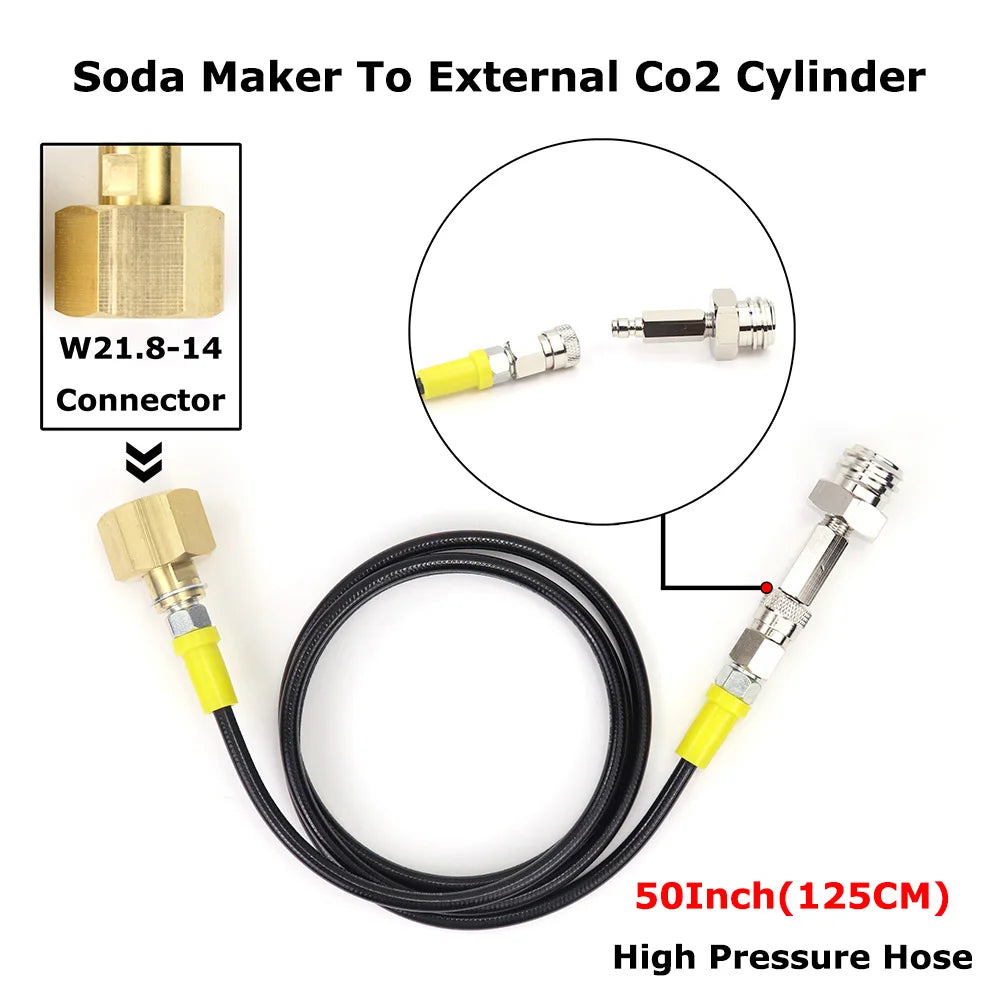 Soda Maker To External Co2 Tank Adapter and Hose Kit Fit Sodastream & W21.8-14 Or CGA320 With Quick Disconnect