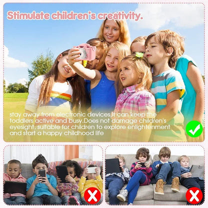 Kids Camera Toys 2 inch Screen HD Cartoon Kids Digital Camera Mini SLR Camera Cute Toy For Children Birthday Christmas Gifts ALPENZO