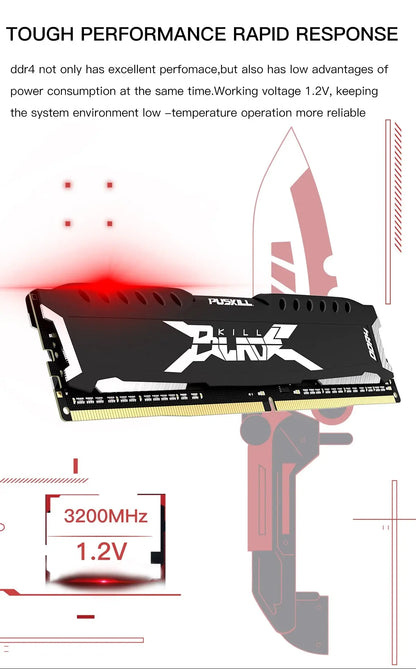 PUSKILL Memória RAM DDR4 16GB 8GB 1.2V 3200MHz 2666MHz Desktop Computer UDIMM Cooling Vest Memory Memoria - ALPENZO