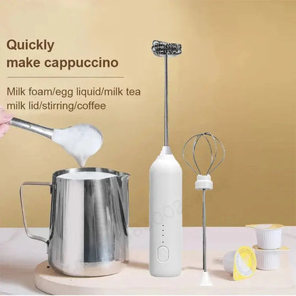 Wireless Milk Frother Electric Type-C Handheld Blender Stainless Steel Mini Coffee Maker Whisk Mixer For Coffee Cappuccino Cream - ALPENZO