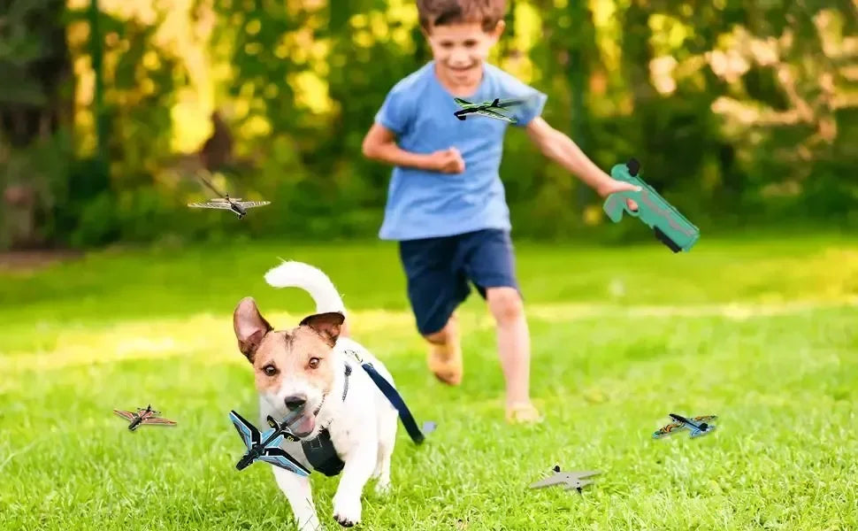Shooting Air Airplane Launcher Bubble Catapult Plastic Airplane Toy Shooting Game Outdoor Sport Toy for Kids Plane Catapult Gun ALPENZO
