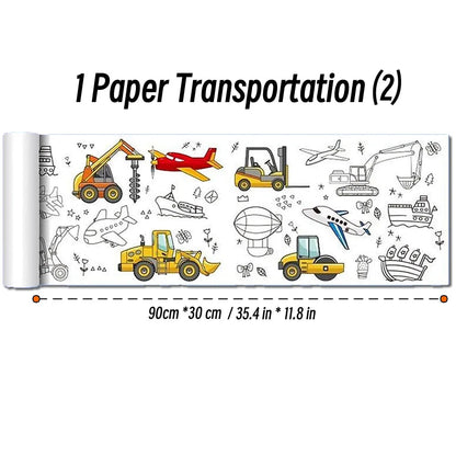 0.9/3M Space Food Animal Canvas Children's Drawing Roll DIY Coloring Paper Roll Color Filling Graffiti Paper-cut Painting School ALPENZO