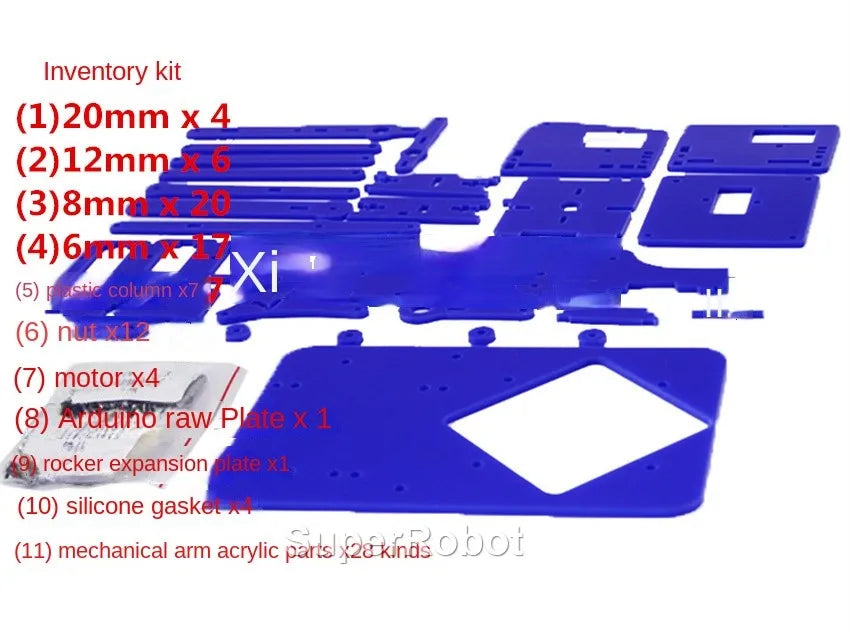 SG90 MG90S 4 Dof Unassembly Acrylic Mechanical Robot Manipulator Claw Kit For Arduino Robot Arm STEAM Kit Programming Robot Arm ALPENZO