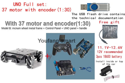 25Kg Load RC Tank V3 Mecanum Wheel Robot Car For Arduino Robot DIY Kit with Encoder Motor and Ps2 Handle Programmable robot Kit ALPENZO