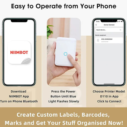 Niimbot D110 Mini Portable Thermal Printer Without Ink Self-Adhesive Label Maker Printer For Stickers Labeller Labeling Machine - ALPENZO