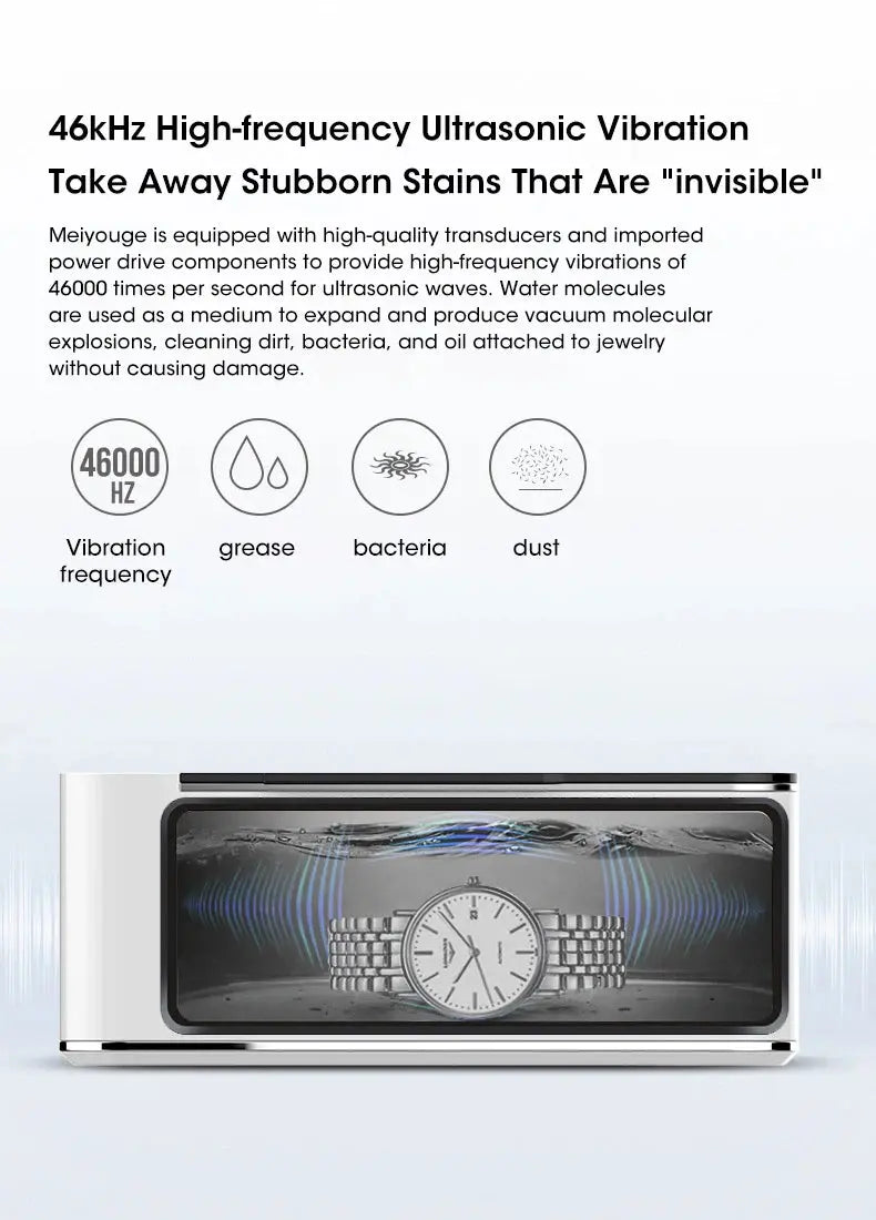 Ultrasonic Cleaner 35W High Frequency Cleaning Jewelry Glasses Watches Multifunctional 500ML Ultrasonic Cleaning Cleaning Bath - ALPENZO