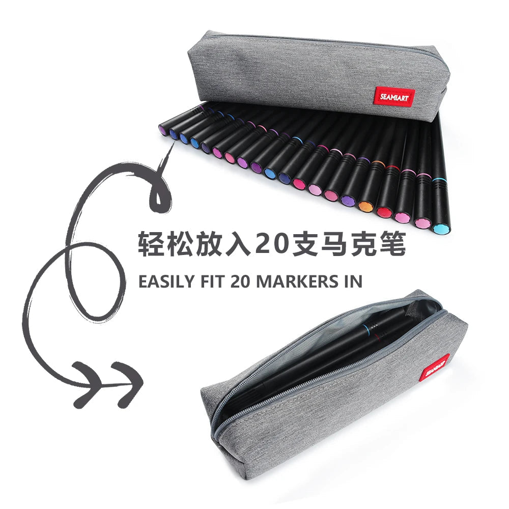 SeamiArt 1pc Small Solid Color Simple Zipper Kawai Pencil Case Mini Pen Bags Papeleria Stationery for School Office Suppliers ALPENZO