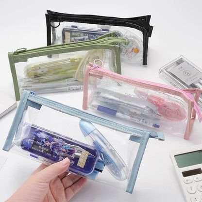 Transparent Pencil Case Kawaii Pen Large Capacity Bag Cosmetic Bag Back to School Supplies for Girls Kids Stationery Items Gifts ALPENZO