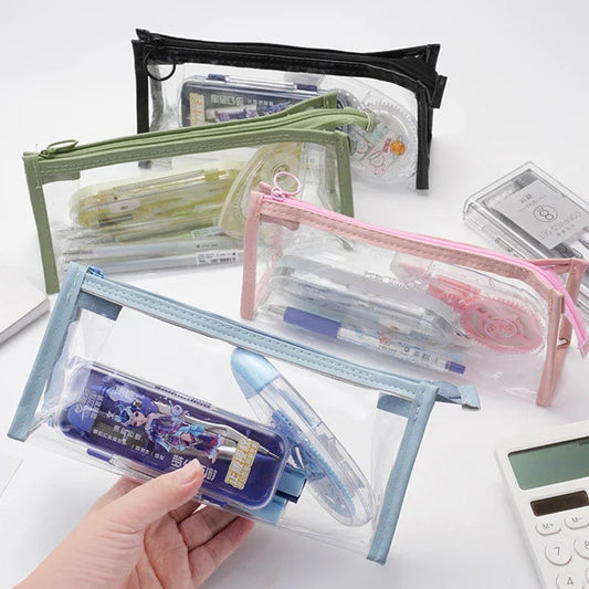 Transparent Pencil Case Kawaii Pen Large Capacity Bag Cosmetic Bag Back to School Supplies for Girls Kids Stationery Items Gifts ALPENZO