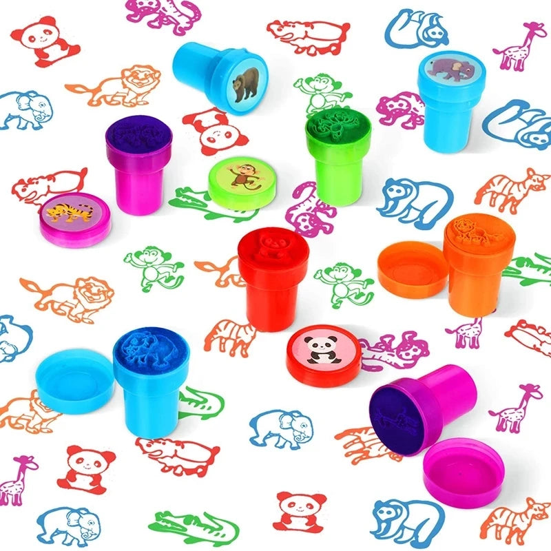 10pcs Assorted Stamps for Kids Self-ink Stamps Children Toy Stamps Smiley Face Seal Scrapbooking DIY Painting Photo Album Decor ALPENZO
