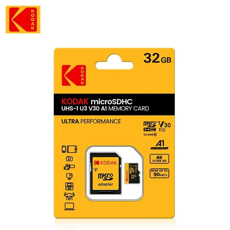 Kodak Micro SD Card Memory Card Class 10 32GB 64GB 128GB 256GB U3 4K High Speed Cartao De Memoria Flash Memory TF Mecard C10 - ALPENZO