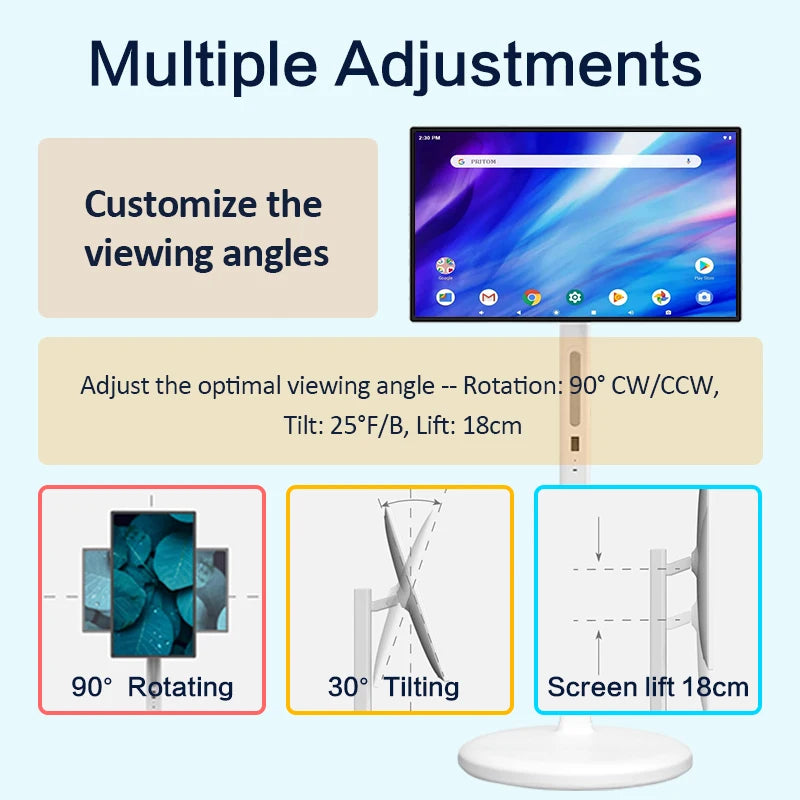 TouchWo Standby me 27 32 inch Moving Smart portable Television Monitor Touch Screen Rolling Rechargeable Tv Stand On Wheels - ALPENZO