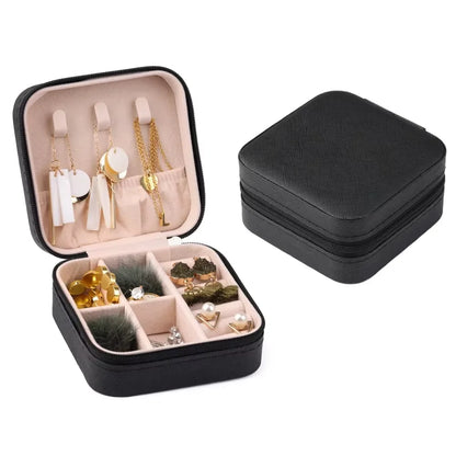Mini Jewelry Storage Box Portable Home Travel Earrings Necklace Storage Case for Women Ring Organizer PU Leather Display Case