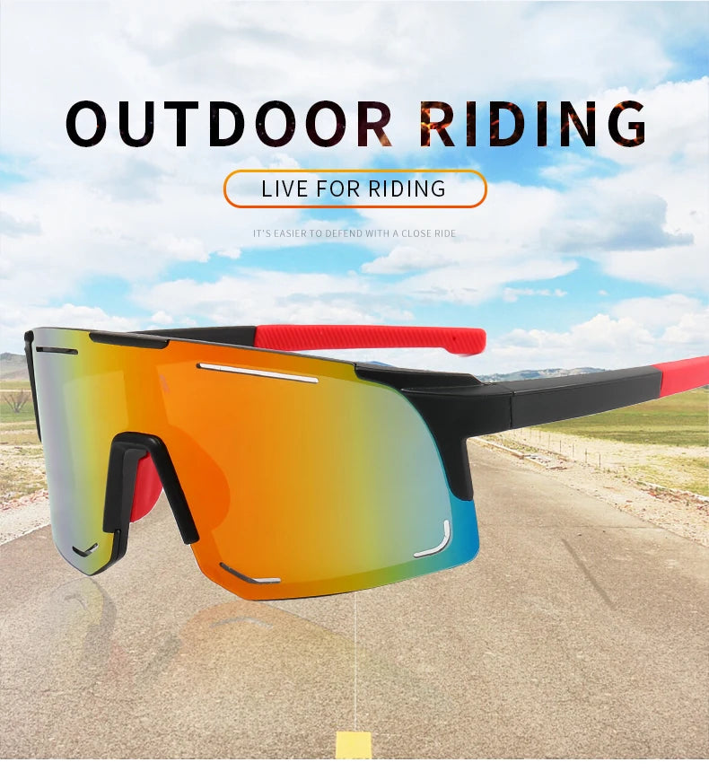 New Bicycle Sunglasses UV Protective Windshield Glass Men's and Women's Wear Lenses Road Cycling Sports Glasses Outdoor Glasses