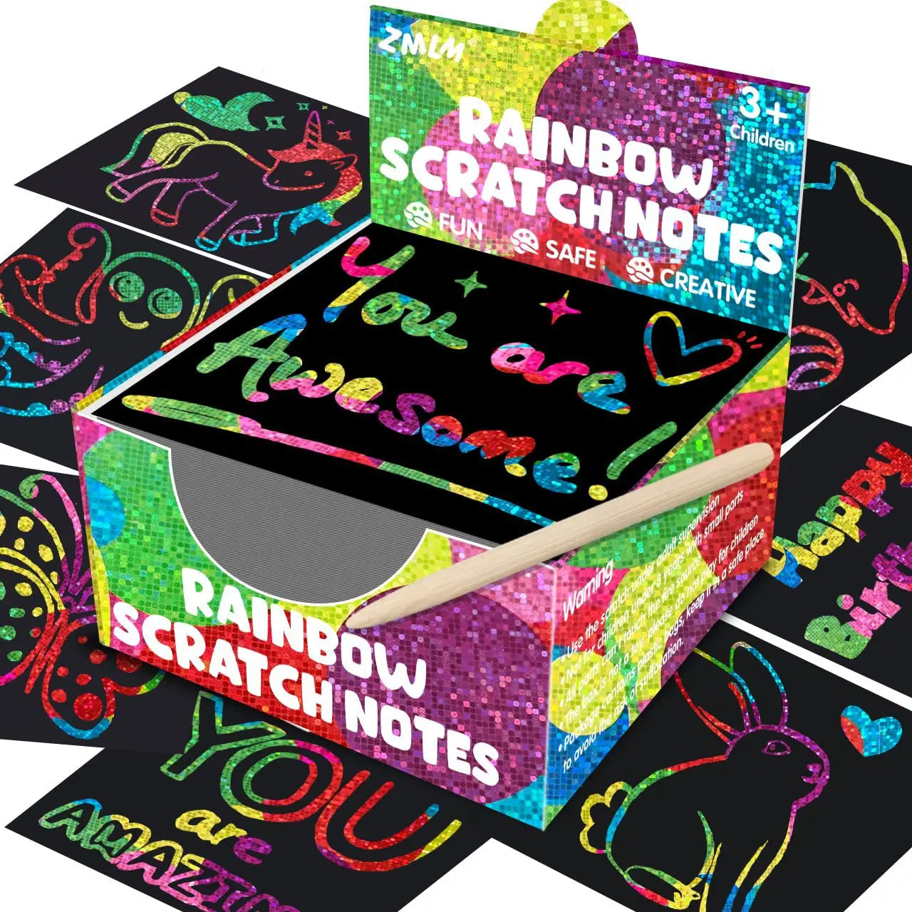 100Pcs Dazzling Scratch Painting Parent Child Interactive Toys Note Cards Handmade Painting ALPENZO
