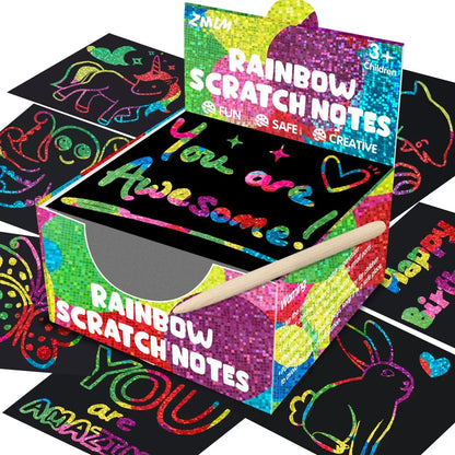 100Pcs Dazzling Scratch Painting Parent Child Interactive Toys Note Cards Handmade Painting ALPENZO