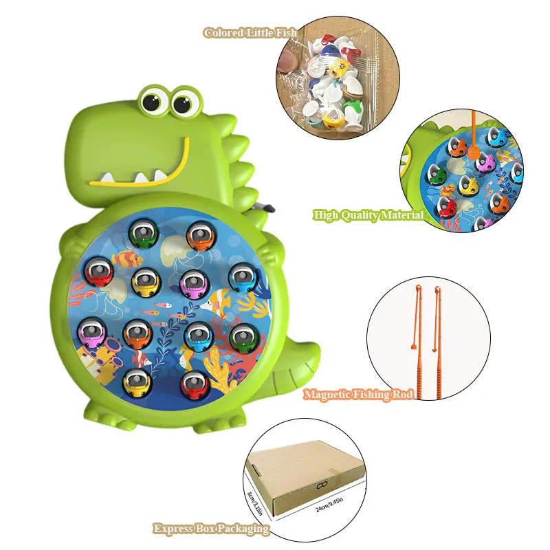 Dinosaur Simple Magnetic Fishing Toys Play Rod Game Toys for Children Baby Montessori with Rod Kids Educational No Rotating Gift ALPENZO