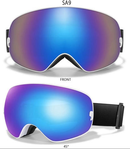 Ourdoor Sports Teen Men Women Ski Goggles-Anti-fog UV400 Eyewear, Christmas and New Year Gift, Free Black Lens and Optical Frame