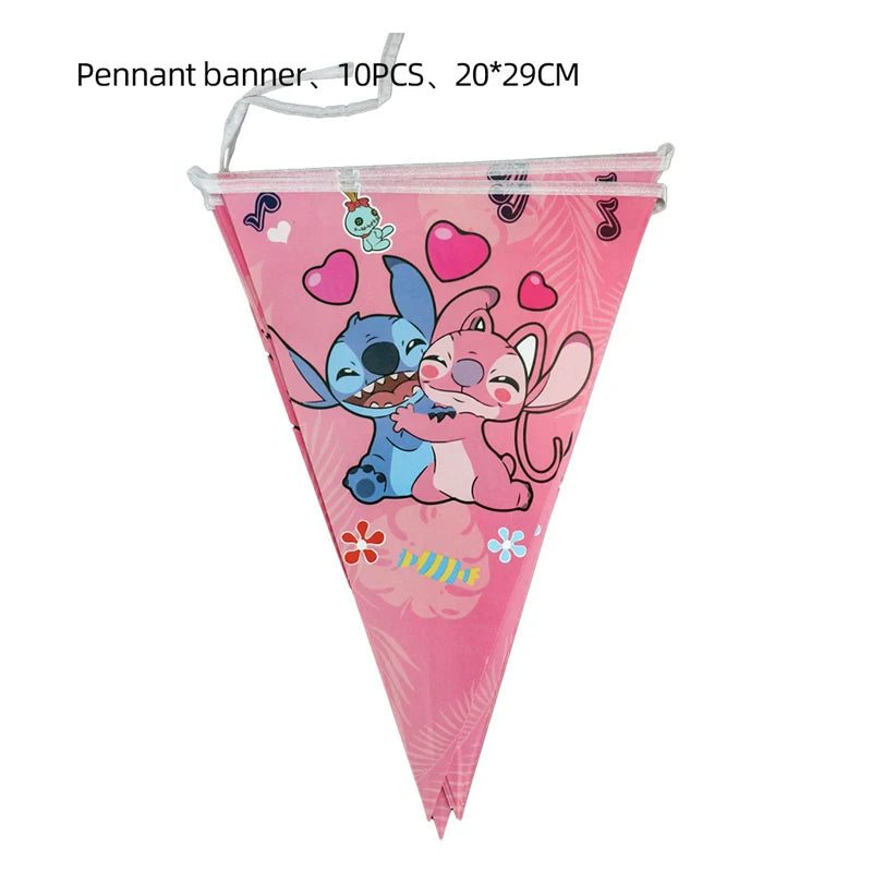 Disney Pink Lilo&Stitch Birthday Party Decorations Disposable Plate Angel Balloon Baby Shower Girls Birthday Party Supplies ALPENZO