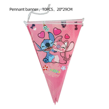 Disney Pink Lilo&Stitch Birthday Party Decorations Disposable Plate Angel Balloon Baby Shower Girls Birthday Party Supplies ALPENZO