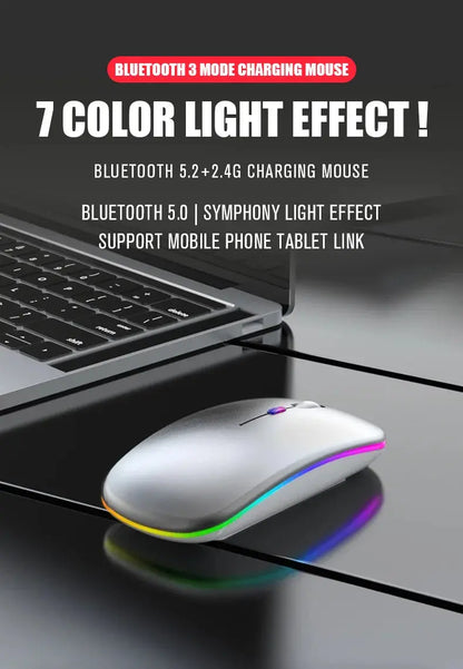 Tablet Phone Computer Bluetooth Wireless Mouse Rechargeable RGB Backlight Mice for iPad PC Laptop Tablet Phone 2.4GHz USB Mouse - ALPENZO