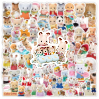 10/30/50/100pcs Cute Cartoon Sylvanian Families Stickers Kawaii Girls Kids Anime Decals Toys DIY Laptop Phone Waterproof Sticker ALPENZO